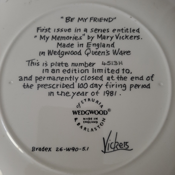 Wedgewood Be My Friend Plate Limited Edition - Picture 2 of 2